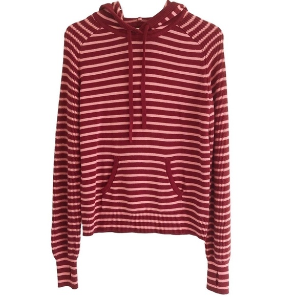 Style & Co Striped Hoodie Sweater Thumb Holes Small - Picture 1 of 9